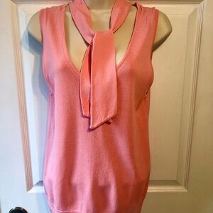 Ann Taylor Salmon/Coral Tie-Neck Top